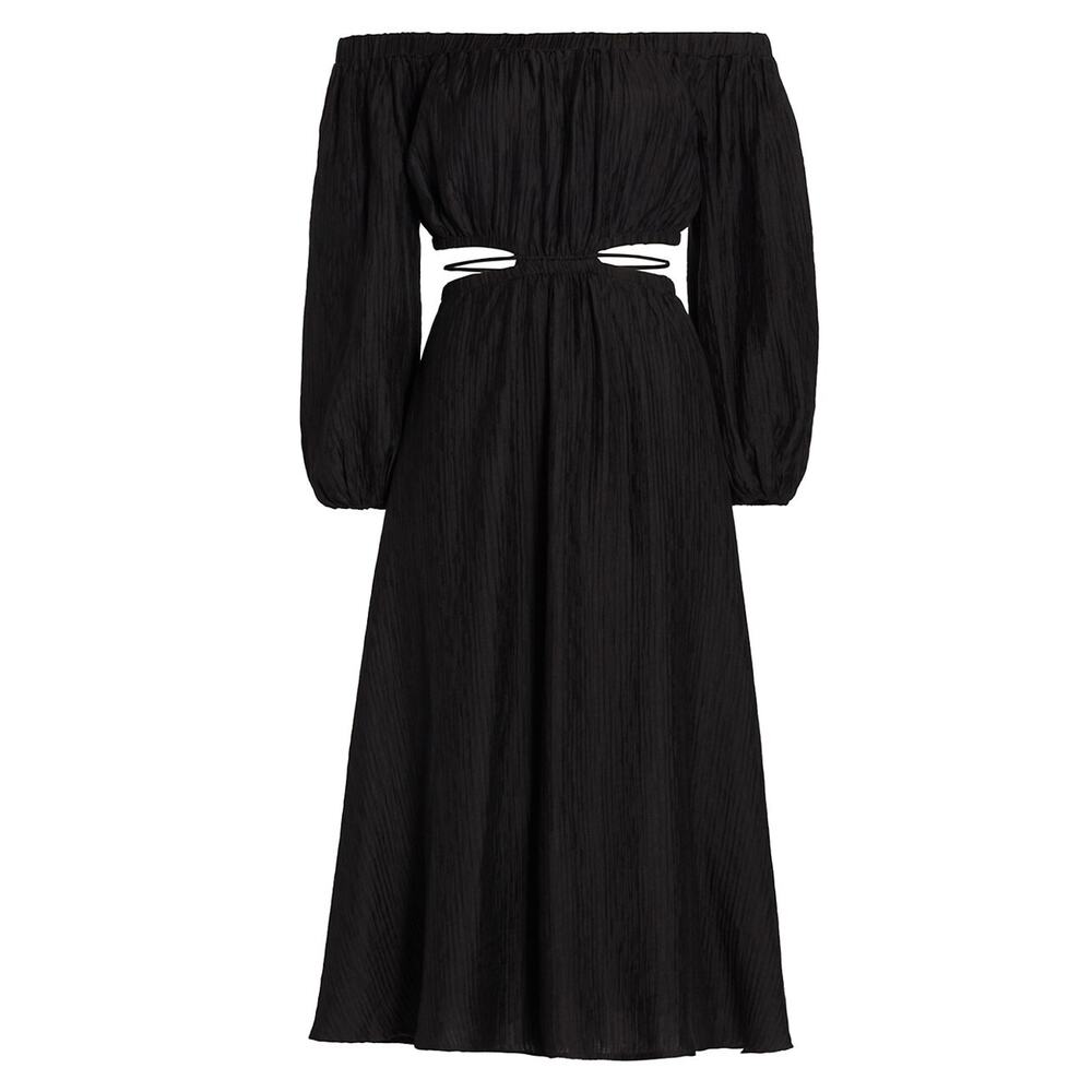 Astr The Label 'Cassian' Black Cut-Out Off Shoulder Long Sleeve Maxi Dress Size